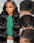 28 Inch 13x6 Body Wave Lace Front Wigs Human Hair 200% Density 12A Real Skinlike HD Lace Black Human Hair Wig Pre Plucked with Baby Hair for Women Soft Last 9-12 Months Suitable for Your Daily Life